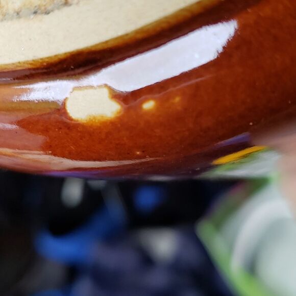 Vintage West Bend Orangy Brown Ceramic Bean Pot - Picture 6 of 10